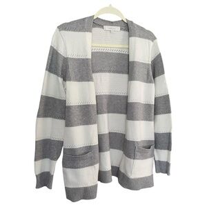 Verve Ami Gray and White Striped Cardigan Sweater